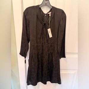 NWT Rebecca Taylor Black Silk Floral Jacquard Dress Size 2